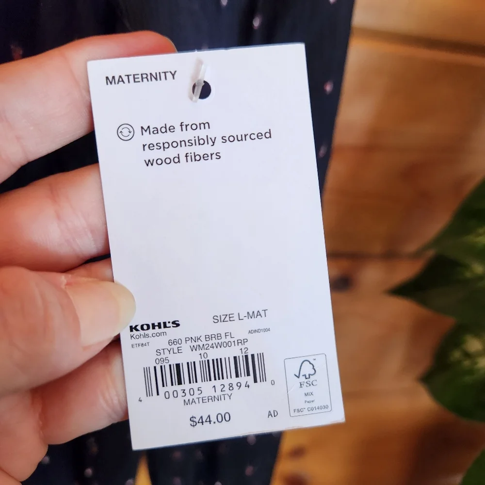 Sonoma 💜 NWT Maternity Blue Floral Peasant Tunic‎ Stretch Top Keyhole Pleated L - Picture 2 of 8